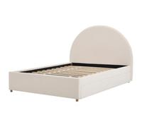 Vente-unique - Lit avec tiroir gigogne 140 x 190 cm - Tissu Bouclette - Créme - LIRIMO