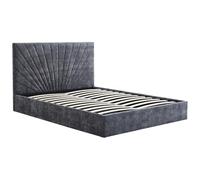 Vente-unique - Lit Coffre 140 x 190 cm - Tissu texturé - Gris Anthracite - RIBIOLA