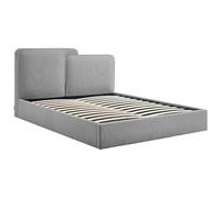 Lit coffre 140 x 190 cm - Velours côtelé - Gris - NAYOLA