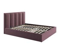 Lit coffre 160 x 200 cm avec tête de lit coutures verticales - Tissu - Bordeaux - KILACLO