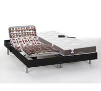 Vente-unique - Lit électrique de Relaxation Tout plots + Matelas 100% Latex 3 Zones - 2 x 80 x 200 cm - Noir - Jupiter de YSMÉE