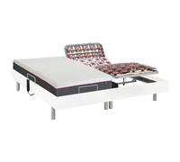 Vente-unique-Lit électrique de Relaxation Tout plots + Matelas mémoire de Forme - 2 x 80 x 200 cm - Blanc - ATRIDE de DREAMEA