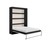 Lit escamotable 160 x 200 cm - Ouverture verticale manuelle - Noir et beige - RAPILI