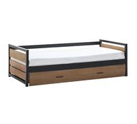 Vente-unique - Lit gigogne Industriel Boston - 2 x 90 x 190 cm - MDF, Pin et métal - Coloris : Noyer et Anthracite - pour Enfant