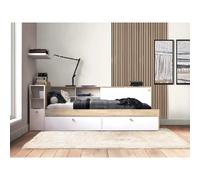 VENTE-UNIQUE Lit modulable 90x190/200 cm BLANC et NATUREL
