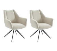 Lot de 2 chaises avec accoudoirs en tissu et métal noir - Beige - KARDESA de Maison Céphy