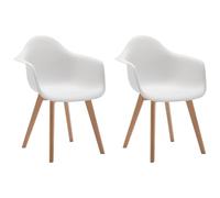 Lot de 2 chaises avec accoudoirs VIXI - Polypropylène et Hêtre - Blanc