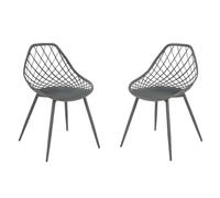 Vente-unique - Lot de 2 chaises de Jardin en polypropyléne avec Pieds en métal - Anthracite - Malaga de MYLIA