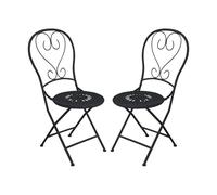 Vente-unique - Lot de 2 chaises de Jardin Pliantes en métal façon Fer forgé - Anthracite - GUERMANTES de MYLIA
