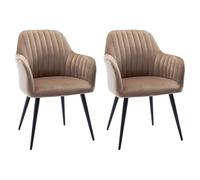 Vente-unique - Lot de 2 chaises Eleana avec accoudoirs - Velours Beige Doux et élégant, Structure en métal Noir, Design Moderne et Confortable, idéal Salle à Manger, Salon ou Bureau, Assise Stable