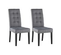Vente-unique - Lot de 2 chaises en Tissu et Bois - Gris - VILLOSA - Salle à Manger