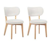 Vente-unique - Lot de 2 chaises en Velours côtelé et Bois d'hévéa - Blanc - Toriel - Salle à Manger - Scandinave
