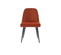 Vente-unique - Lot de 2 chaises Eleana - Velours et métal noir - Terracotta