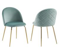 Vente-unique-Lot de 2 chaises Melbourne en Velours Vert Sauge avec Finition Acier Inoxydable doré, Design Chic et Moderne, Confort Optimal pour Salle à Manger, apportant élégance et Touche colorée