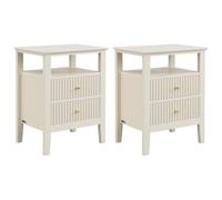 Vente-unique - Lot de 2 Tables de Chevet 2 tiroirs et 1 Tablette - MDF - Beige - NIRIVA