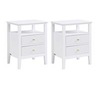 Lot de 2 tables de chevet 2 tiroirs et 1 tablette - MDF - Blanc- NIRIVA