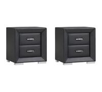 Lot de 2 tables de chevet - 2 tiroirs - Simili noir - CAPITOLE