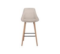 Vente-unique - Lot de 2 tabourets de Bar en Tissu texturé et hêtre - Beige - MASURIE