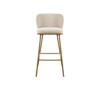 Vente-unique - Lot de 2 tabourets de Bar en Tissu texturé et métal Effet Bois - Beige et Naturel - SENORASE