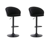 Vente-unique - Lot de 2 tabourets de Bar en Velours et métal - Hauteur réglable - Noir - DORALIZ