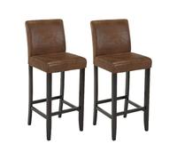 Vente-unique Tabourets de bar Santos Microfibre aspect cuir vieilli Pieds bois foncé Lot de 2