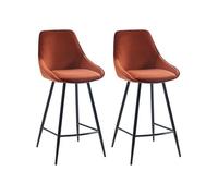 Lot de 2 tabourets de bar - Velours - Terracotta - MASURIE