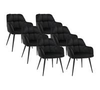 Lot de 6 chaises avec accoudoirs - Velours et métal - Noir - PEGA