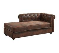 Vente-unique - Méridienne Gauche Chesterfield en Microfibre Aspect Cuir Vieilli SHIREL