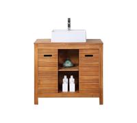 Vente-unique - Meuble de Salle de Bain en Bois d'acacia avec Simple Vasque - 90 cm - PULUKAN
