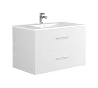 Meuble de salle de bain suspendu avec simple vasque - Coloris blanc - 80 cm - KAYLA