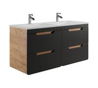 Vente-unique - Meuble de Salle de Bain Suspendu avec Vasque à encastrer - Coloris Naturel et Anthracite - 120 cm - Aruba