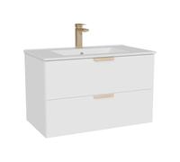 Meuble de salle de bain suspendu avec vasque à encastrer et robinet - Blanc - L80 cm - AVORELI