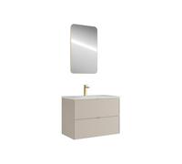 Vente-unique - Meuble de Salle de Bain Suspendu avec Vasque à encastrer, Robinet et Miroir - Beige - 80 cm - ONDIL