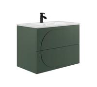 Vente-unique - Meuble de Salle de Bain Suspendu avec Vasque à encastrer - Vert - 80 cm - VUTOMA