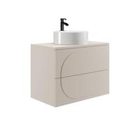 Vente-unique - Meuble de Salle de Bain Suspendu avec Vasque à Poser Ronde - Beige - 80 cm - VUTOMA