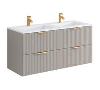 Vente-unique - Meuble de Salle de Bain Suspendu strié avec Vasque à encastrer - Beige - 120 cm - ZEVARA