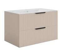 Vente-unique - Meuble de Salle de Bain Suspendu strié avec Vasque à encastrer - Coloris Beige - 80 cm - DALIKO