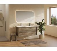 Vente-unique - Meuble Double Vasque Ubrila Bois Naturel foncé 120x45.5