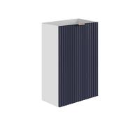 Meuble pour lave main strié caisson blanc et porte réversible bleue - H60 x L40 x P22 - VAHIRA