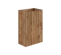 Vente-unique - Meuble pour Lave Main strié Porte réversible Naturel Clair - H60 x L40 x P22 - VAHIRA