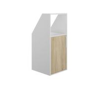 Vente-unique - Meuble sous Pente 1 Porte et 1 Niche - Blanc et Naturel - ADEZIO