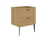 Vente-unique - Meuble sous Vasque strié sur Pieds - 2 tiroirs - Naturel Clair - 60 cm - SARONE