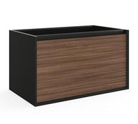 Vente-unique - Meuble sous Vasque Suspendu strié - Coloris Naturel foncé et Noir - 80 cm - BANIVA