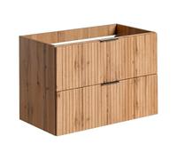 Vente-unique - Meuble sous Vasque Suspendu strié - Naturel Clair - L80 cm - ZEVARA