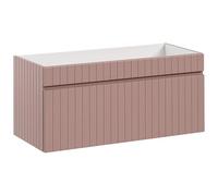 Vente-unique - Meuble sous Vasque Suspendu strié Rose - 100 cm - SATARA