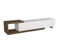 Meuble TV avec 3 tiroirs et 1 niche - Blanc et naturel - DUKIAN