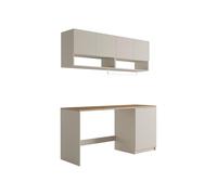 Vente-unique - Meubles de buanderie pour Machine à Laver avec Plan de Travail - L182 cm - Couleur Beige et Naturel Clair - NATAJI