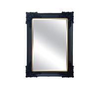 Vente-unique - Miroir biseauté en Bois d'eucalyptus avec moulures - L. 79 x H. 109 cm - Noir - ATALAYA