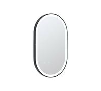 Vente-unique - Miroir de Salle de Bain Lumineux Ovale Anti buée avec Contour Noir - 50 x 80 cm - ALARICO