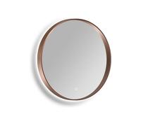Miroir de salle de bain lumineux rond anti-buée avec bouton tactile - Contour rose gold - D60 cm - CERALUMA